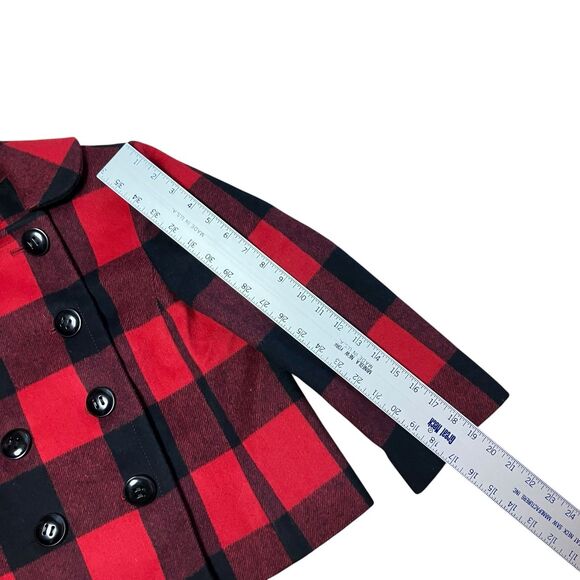 J Crew‎ Womens 2 Red Black Buffalo Plaid Wool Peacoat Fall Lumberjack - Picture 16 of 16